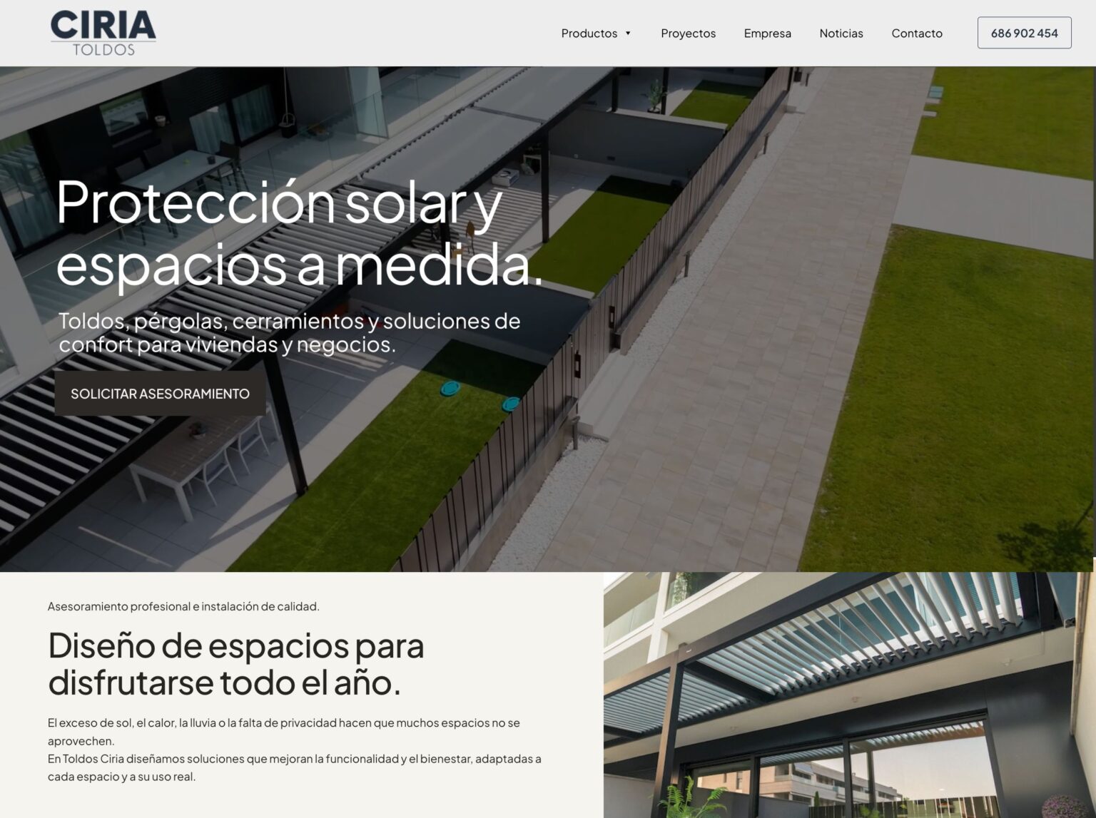 CIRIA Toldos lanza su nueva página web con un diseño más intuitivo y una completa exposición de productos y proyectos realizados